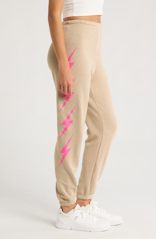 Shop Aviator Nation Bolt 4 Sweatpants In Sand/neon Pink