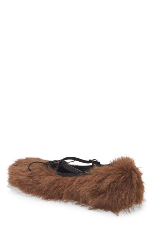 Simone Rocha Criss Cross Faux Fur Ballet Flats In Brown