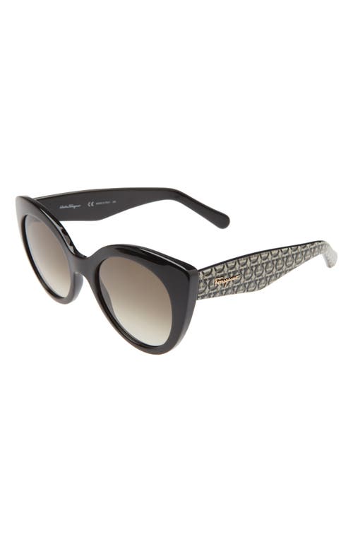 Ferragamo Classic 54mm Gradient Cat Eye Sunglasses In Black/khaki Gradient