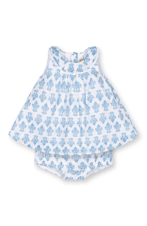 Hope & Henry Layette Baby Girl Organic Ruffle Collar Dress and Bloomer Set, Infant in Riviera Woodblock Floral at Nordstrom