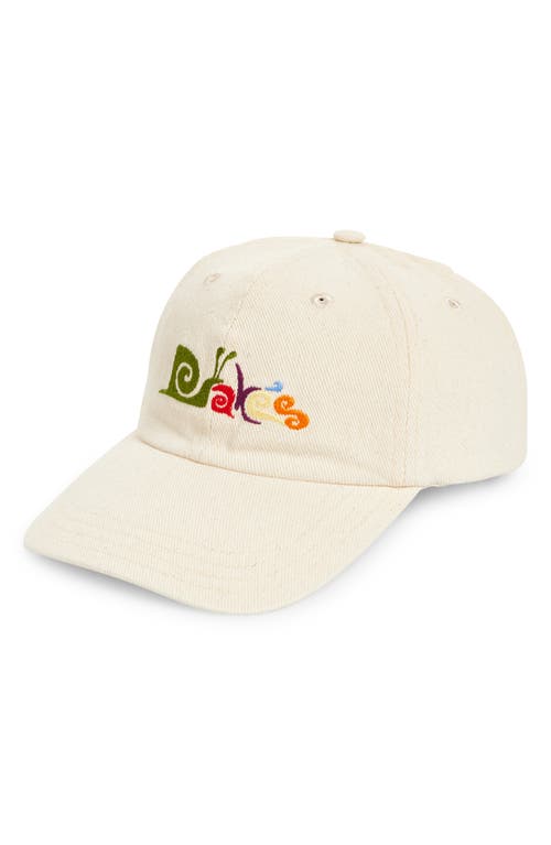 Shop Drake's Snail Embroidered Cotton Twill Baseball Cap In Ecru