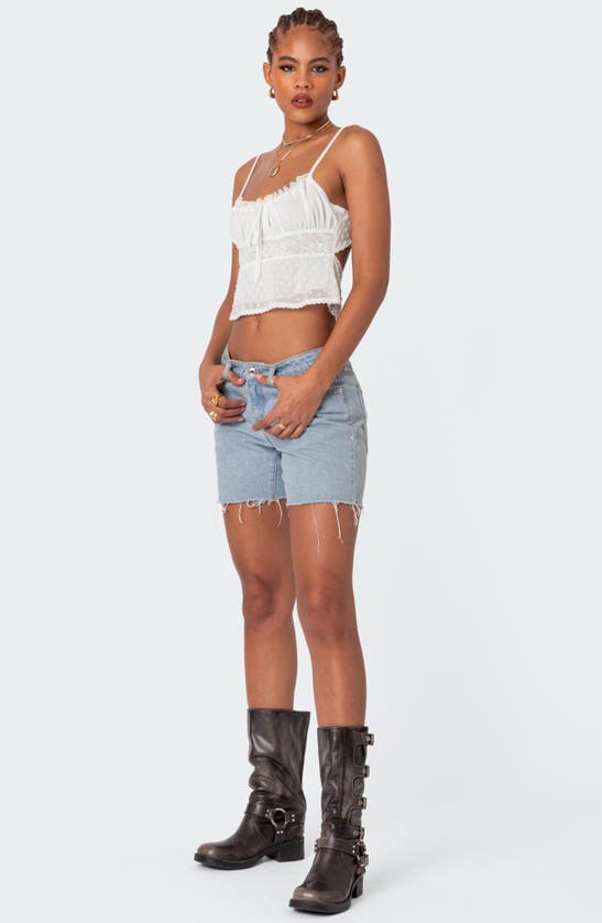 Shop Edikted Wendy Tie Back Lace Crop Camisole In White