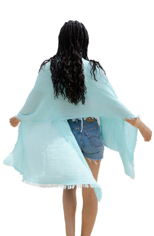 Saachi Gauze Cotton Scarf In Aqua