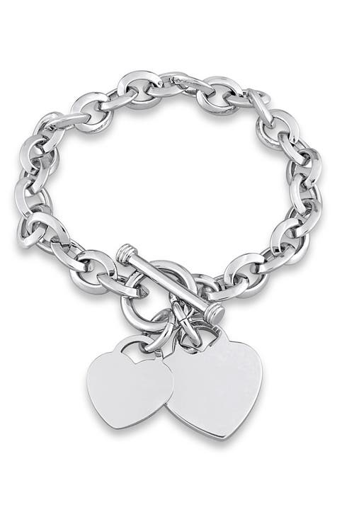 Bloom by Stella Grace Silver Heart Charm Toggle Bracelet