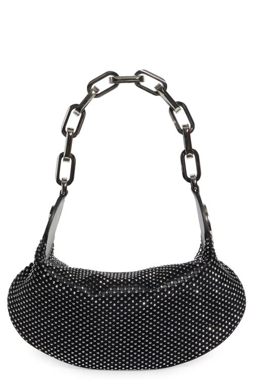 Le 54 Crystal Embellished Leather Shoulder Bag in B781 Black/black/silver/silver