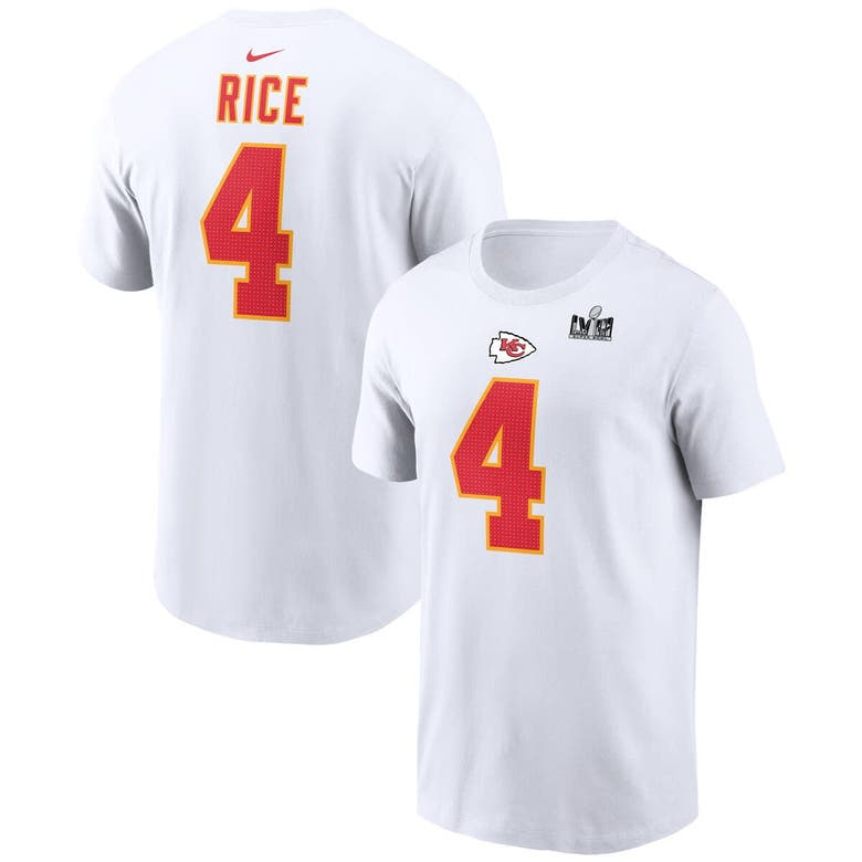 Shop Nike Rashee Rice White Kansas City Chiefs Super Bowl Lviii Patch Player Name & Number T-shirt