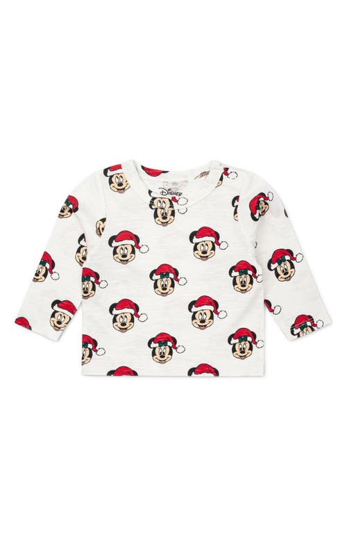 Monica + Andy Mickey Mouse Santa Long Sleeve Organic Cotton T-Shirt in Christmas Mickey Minnie Mouse 