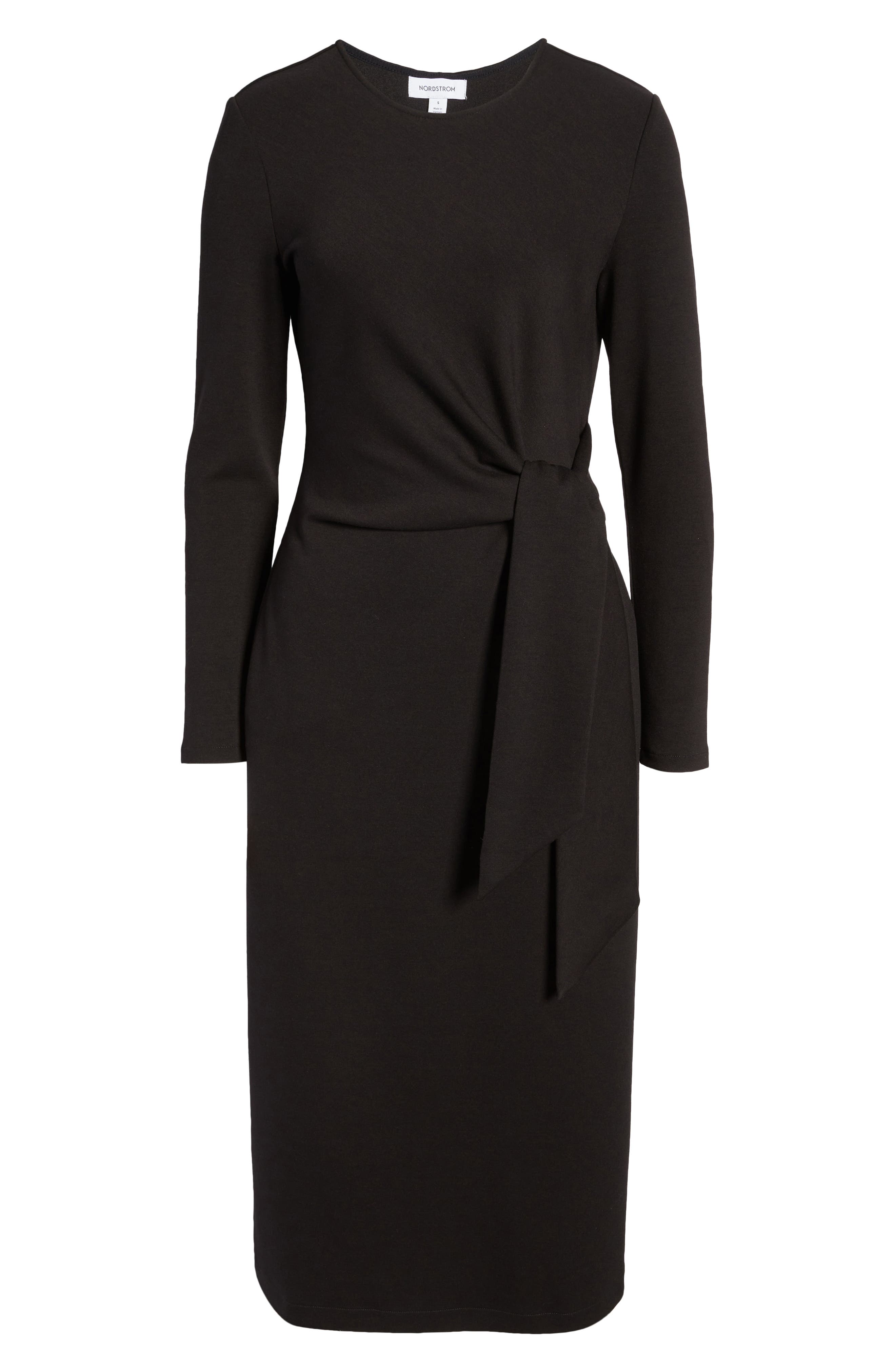 Nordstrom Tie Waist Long Sleeve Knit Midi Dress Nordstrom