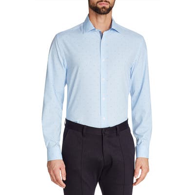W.r.k Trim Fit Dot Performance Dress Shirt - Blue
