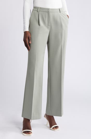Open Edit Pleated Mid Rise Trousers | Nordstrom