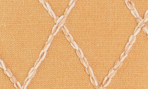 Endless Rose Diamond Pattern Short Sleeve Sweater In Camel