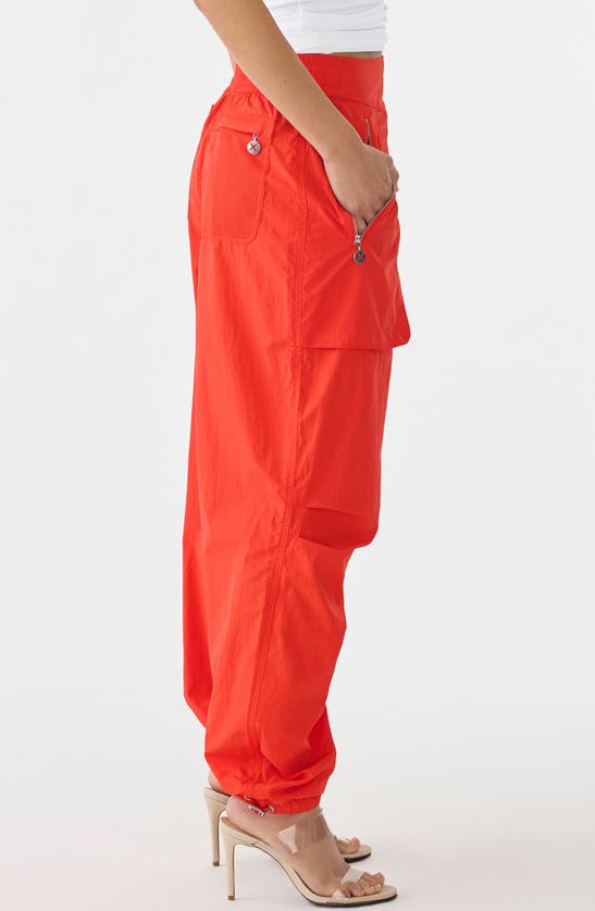 Shop Gstq Nylon Parachute Pants In Deep Orange