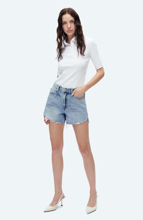 Shop Bayeas Kelly High Waist Cutoff Denim Shorts In Baby Blue