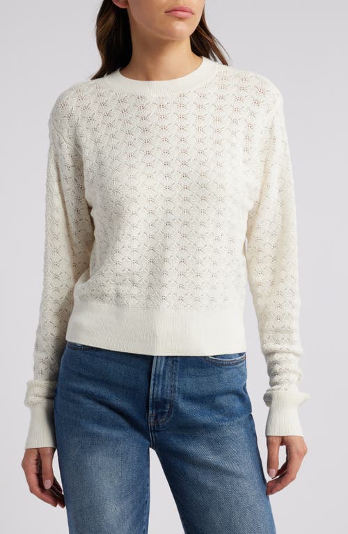 Shop Treasure & Bond Pointelle Crewneck Sweater In Ivory Egret