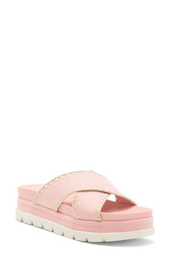 J/slides Nyc Whipstitched Platform Sandal In Pink