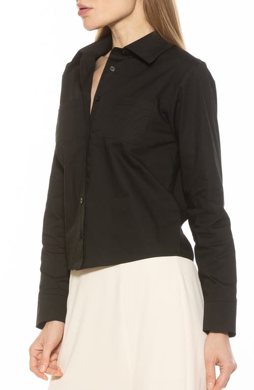 Shop Alexia Admor Roxanne Cotton Button-up Shirt In Black