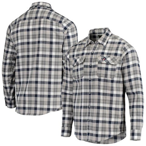 Men's Antigua Blue/Gray St. Louis Blues Ease Plaid Button-Up Long Sleeve Shirt