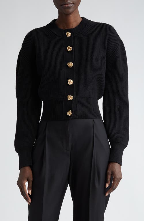 Alexander McQueen Cocoon Sleeve Wool & Cashmere Rib Cardigan in Black at Nordstrom, Size Medium