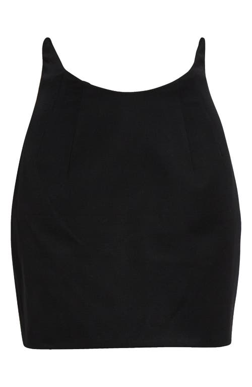 Shop Grace Ling Crescent High Waist Wool Gabardine Miniskirt In Black