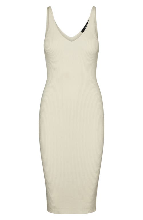 VERO MODA Sleeveless Rib Sweater Dress in Birch at Nordstrom, Size X-Large