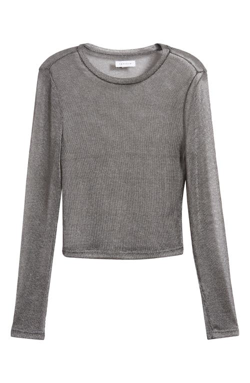 Shop Topshop Metallic Sheer Long Sleeve Top In Gunmetal Multi