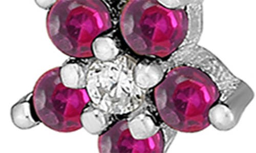 Sphera Milano Cubic Zirconia Flower Linear Drop Earrings In Silver/pink