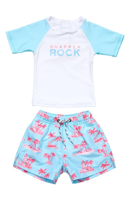 Snapper Rock Kids' Lighthouse Island Two-Piece Rashguard Swimsuit Blue at Nordstrom,