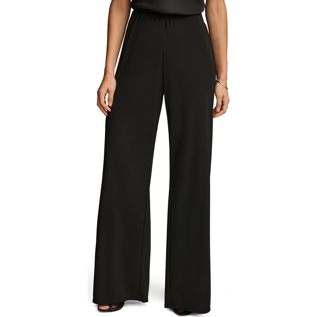 Donna Karan Flat Front Wide Leg Pants In Black
