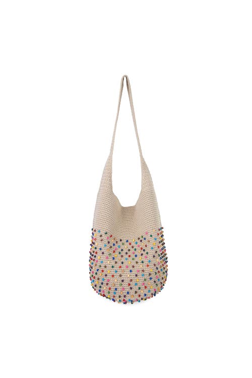 The Sak 120 Crochet Hobo In Ecru Multi Beads