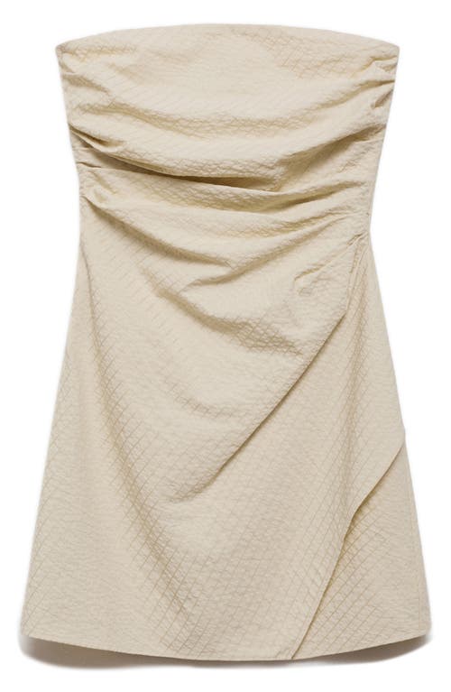 MANGO MANGO STRIPE DRAPE STRAPLESS MINIDRESS 