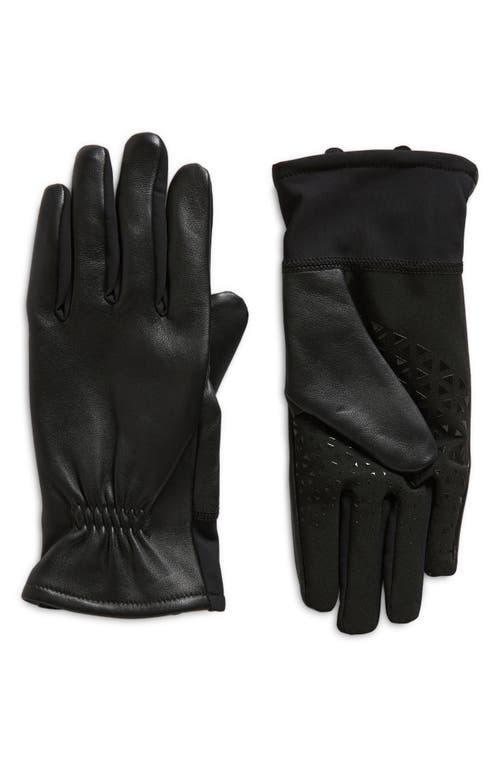 U R Elastic Cuff Leather Glove Black at Nordstrom,