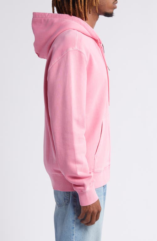 Shop Carhartt Work In Progress Duster Script Zip Hoodie In Charm Pink Garment Dyed