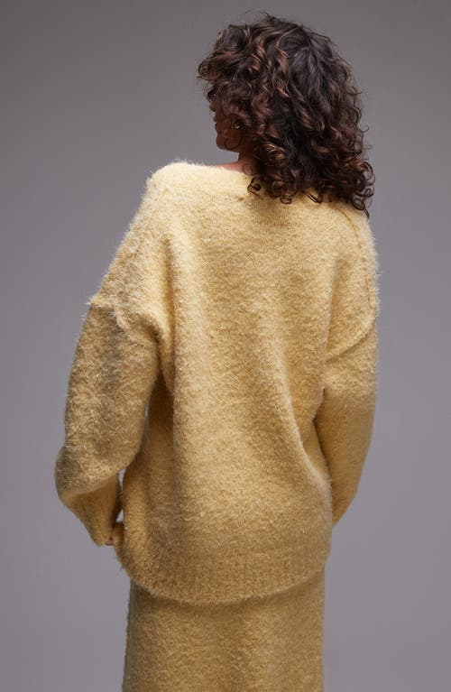 Shop Topshop Oversize V-neck Sweater In Yellow