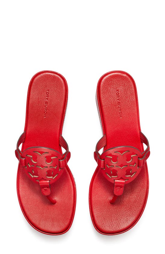 Shop Tory Burch Miller Platform Wedge Thong Sandal In Tory Red