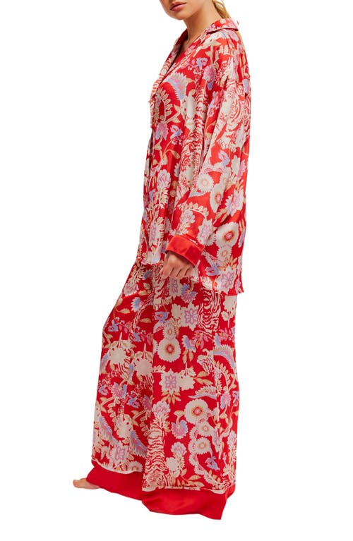 Shop Free People Dreamy Days Print Pajamas In Flame Red Combo