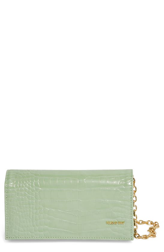 House Of Want We Browse Vegan Leather Wallet Crossbody Bag In Green Fig