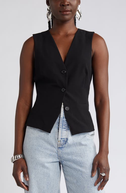 Open Edit Fitted Vest in Black at Nordstrom, Size X-Large