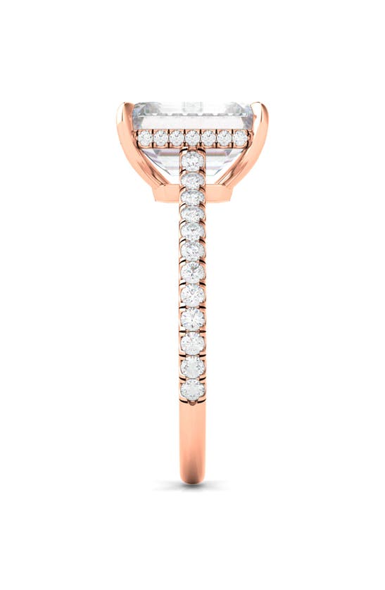 Hautecarat Emerald Cut & Pavé Lab Created Diamond 18k Gold Ring In 18k Rose Gold