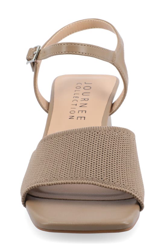Journee Collection Knit Block Heel Sandal In Taupe