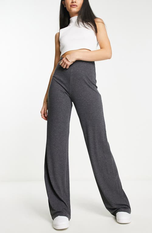 Pull-On Rib Knit Dad Pants in Charcoal