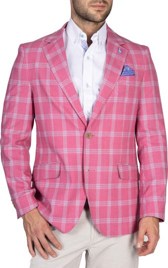 TailorByrd Windowpane Plaid Two Button Notch Lapel Blazer