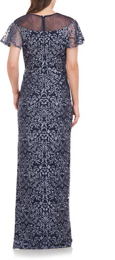 Js collections on sale illusion lace gown