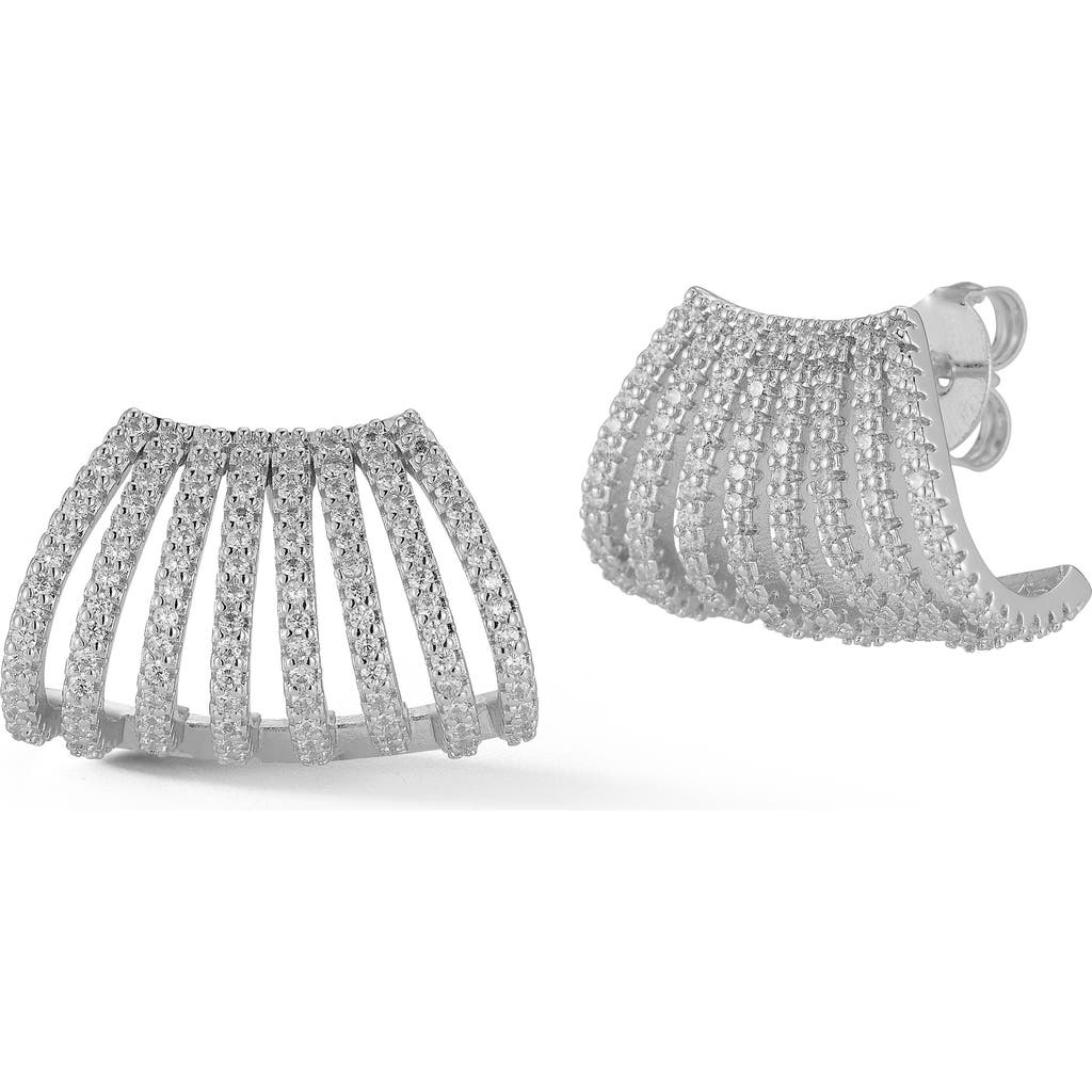 Sphera Milano Cubic Zirconia Cage Stud Earrings In Silver