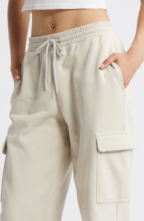 Shop Bp. Elastic Waist Wide Leg Fleece Cargo Pants In Beige Pumice