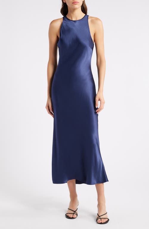 Shop Rails Solene Sleeveless Satin Midi Dress In Navy