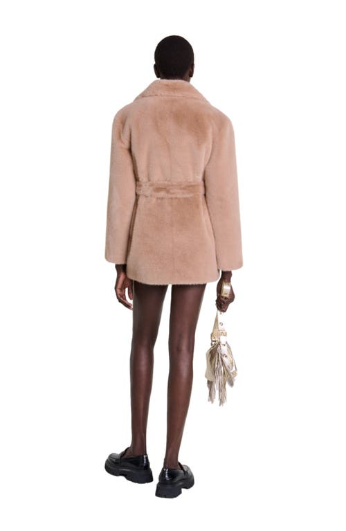 Shop Maje Faux Fur Coat In Camel