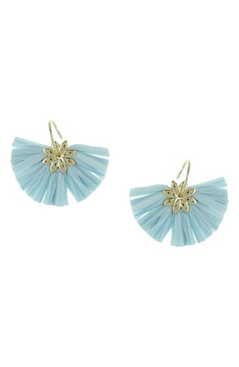 Olivia Welles Gold Plated Jade Raffia Drop Earrings In Blue