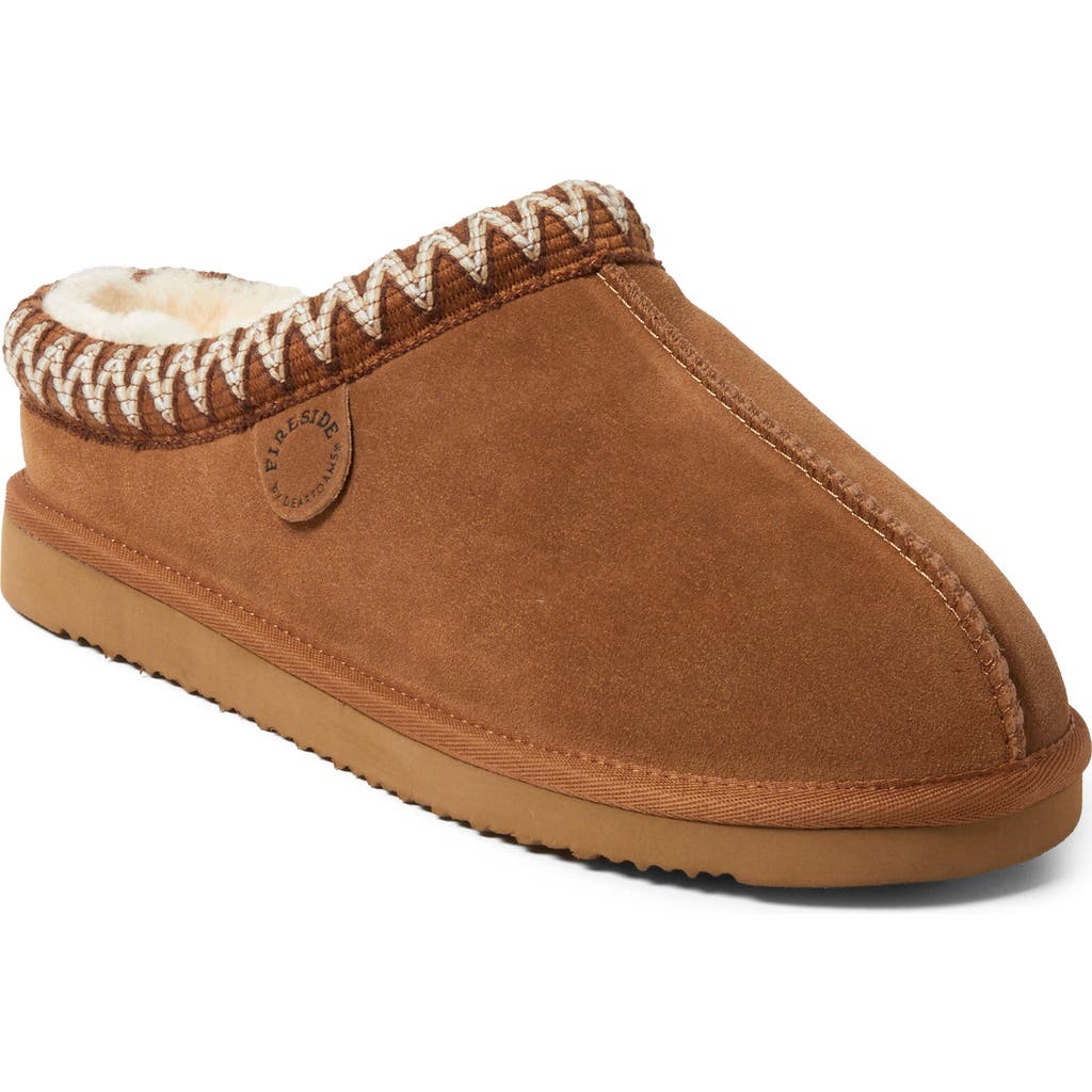 Dearfoams Grafton Genuine Shearling Lined Slipper In Chestnut