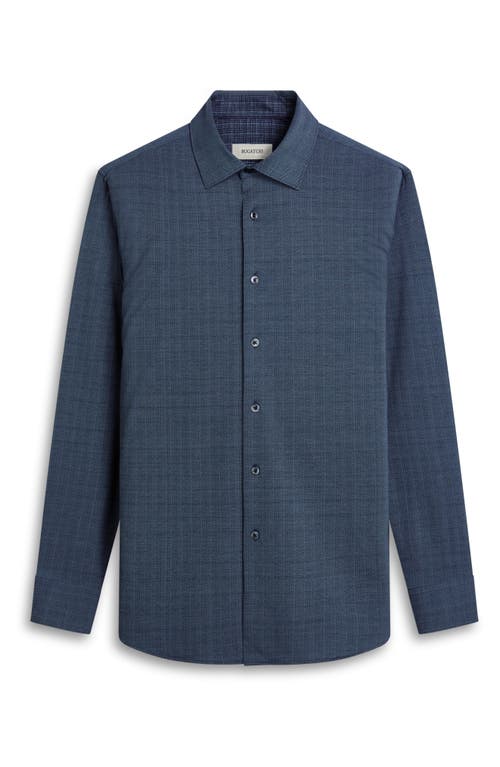 Shop Bugatchi Jimmy Ooohcotton® Herringbone Button-up Shirt In Navy