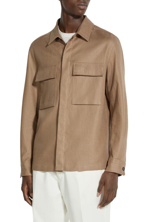 ZEGNA Oasi Linen Twill Overshirt Atacama Beige at Nordstrom,